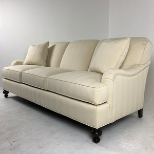 Signature Elements Sofa by Wesley Hall shown in Matrix Cream fabric and Espresso wood finish - corner view