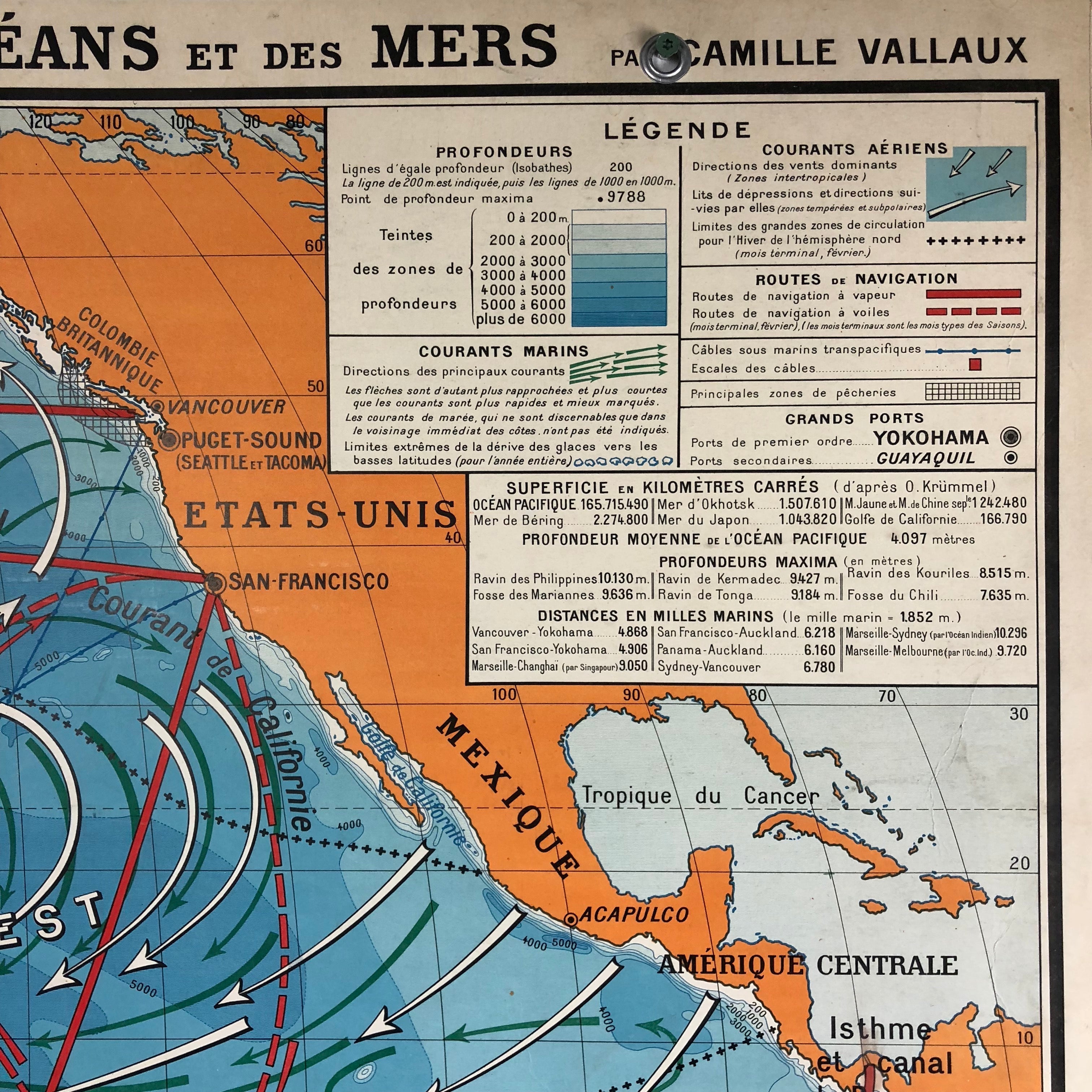 Vintage School Map "Ocean Pacifique"