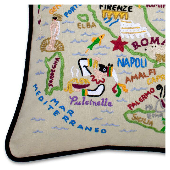 Italy Hand-Embroidered Pillow