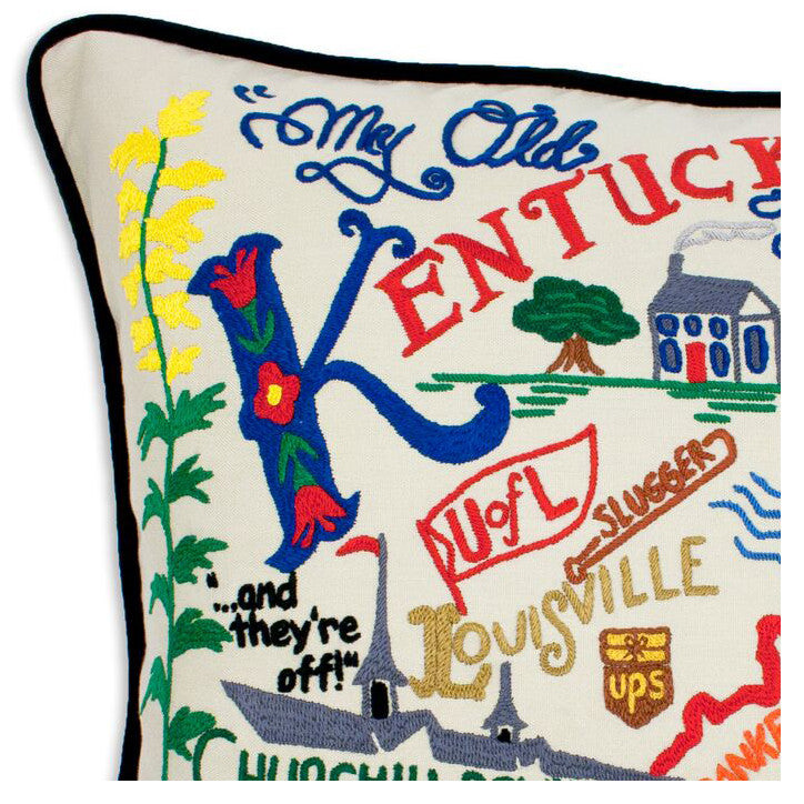 Kentucky Hand-Embroidered Pillow