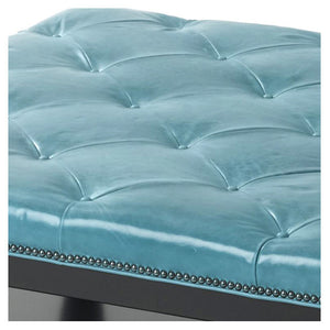 Spencer Leather Ottoman by Wesley Hall shown in Mont Blanc Bermuda leather - close up top