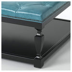 Spencer Leather Ottoman by Wesley Hall shown in Mont Blanc Bermuda leather - close up base