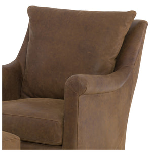 Houston Leather Swivel Chair by Wesley Hall shown in Zulu Cigar - close up arm