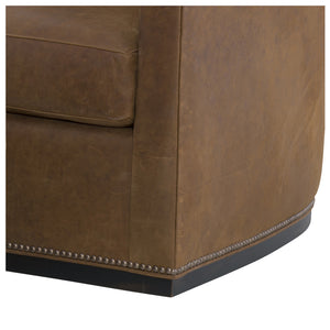 Houston Leather Swivel Chair by Wesley Hall shown in Zulu Cigar - base