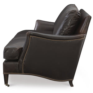 Thames Leather Sofa by Wesley Hall shown in Brompton Tobacco leather - side view