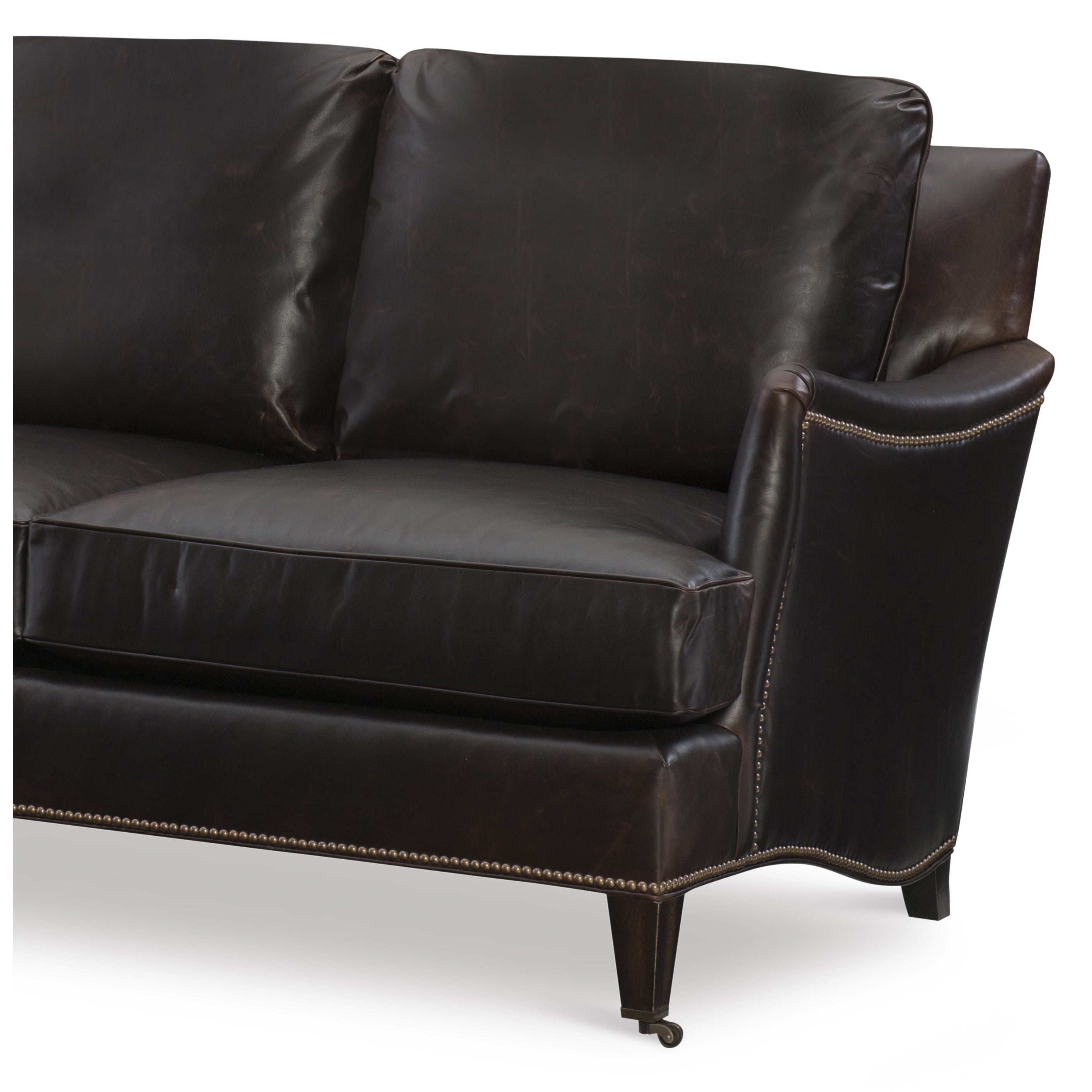 Thames Leather Sofa by Wesley Hall shown in Brompton Tobacco leather - close up