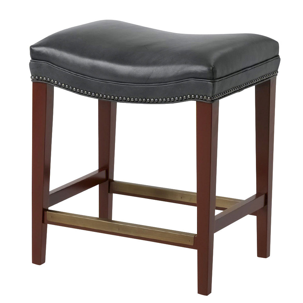 Dylan Leather Counter Stool in Dynasty Graphite leather by Wesley Hall