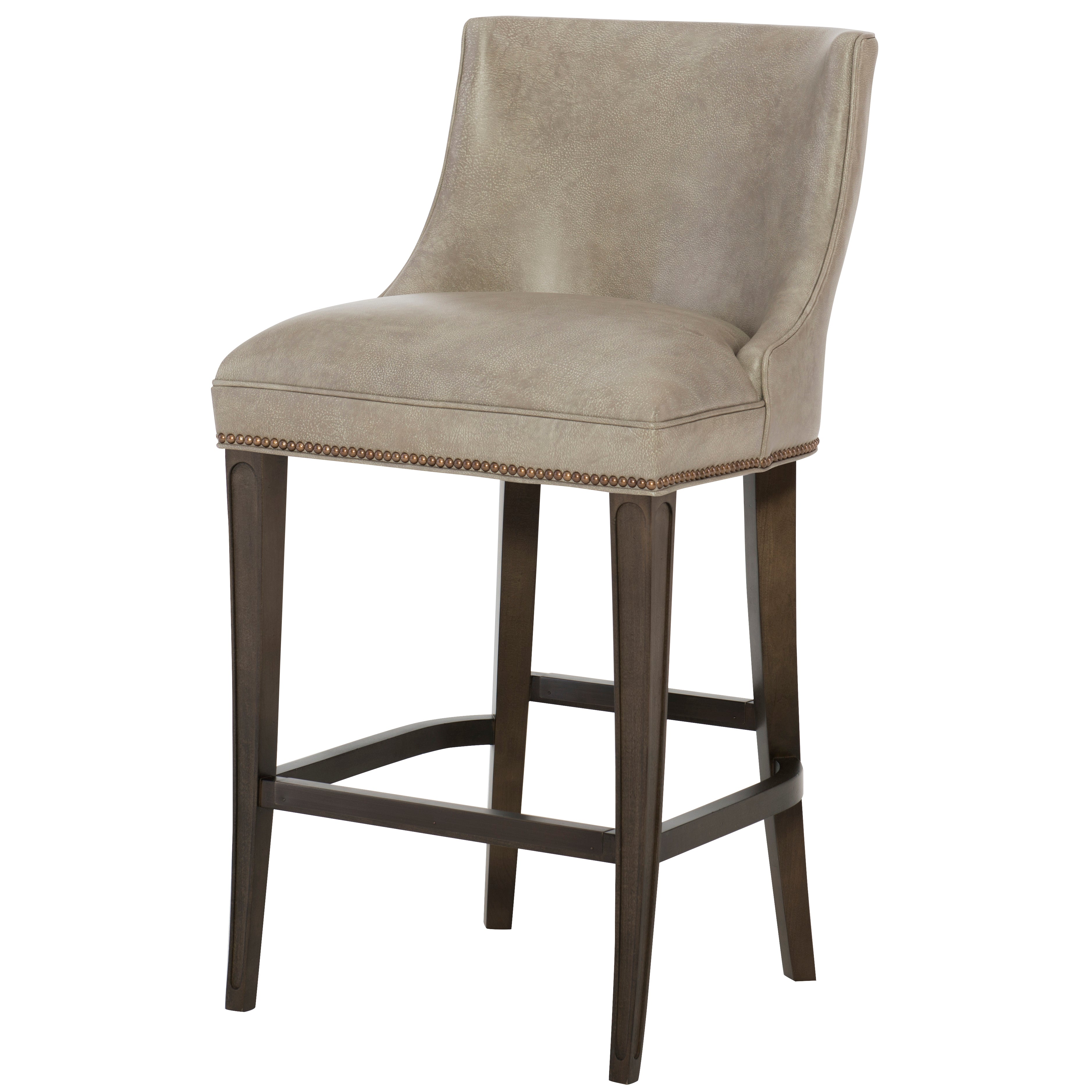 Errol Leather Bar Stool in Mont Blanc Mist leather by Wesley Hall