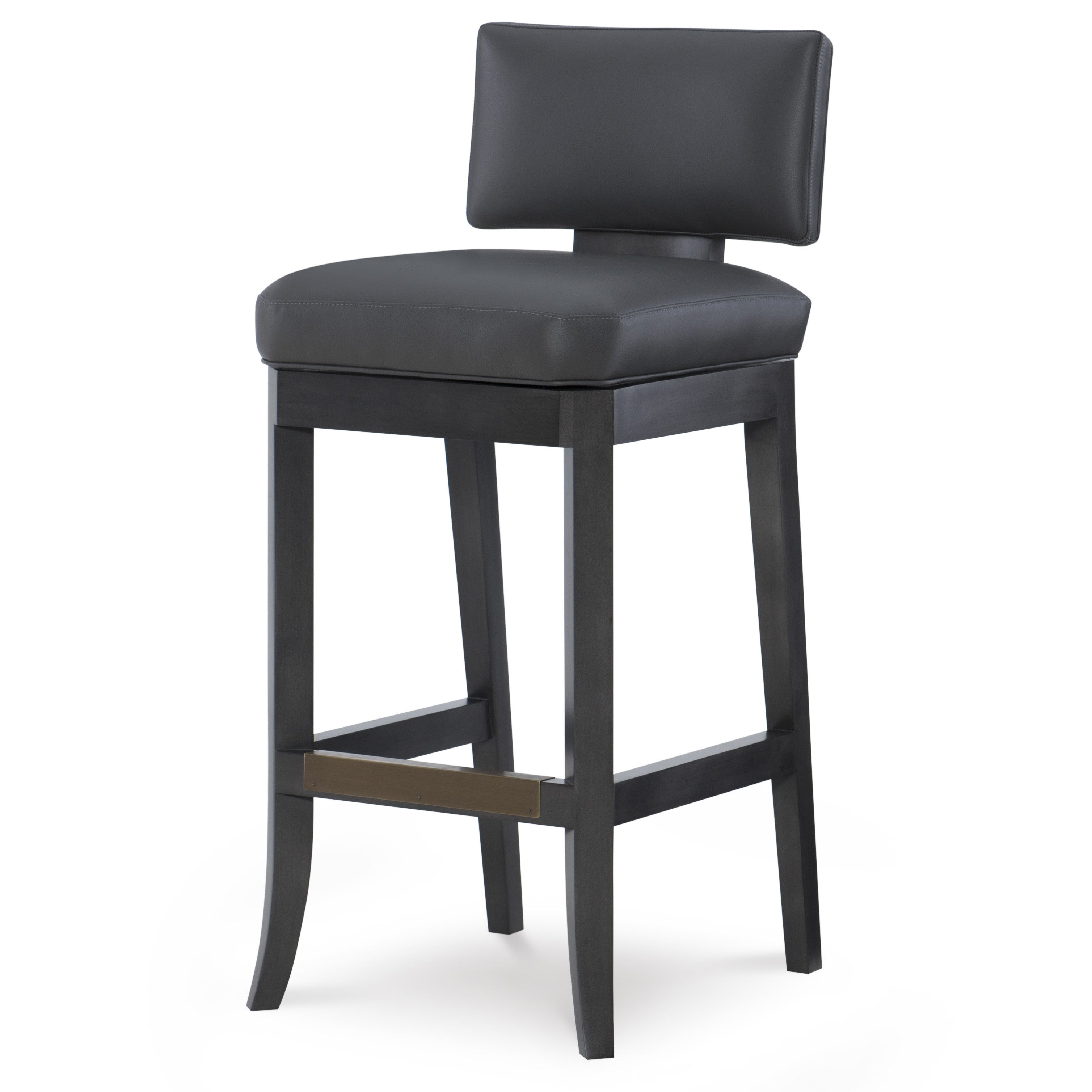 Abbey Leather Bar Stool in Dynasty Graphite leather by Wesley Hall- front view