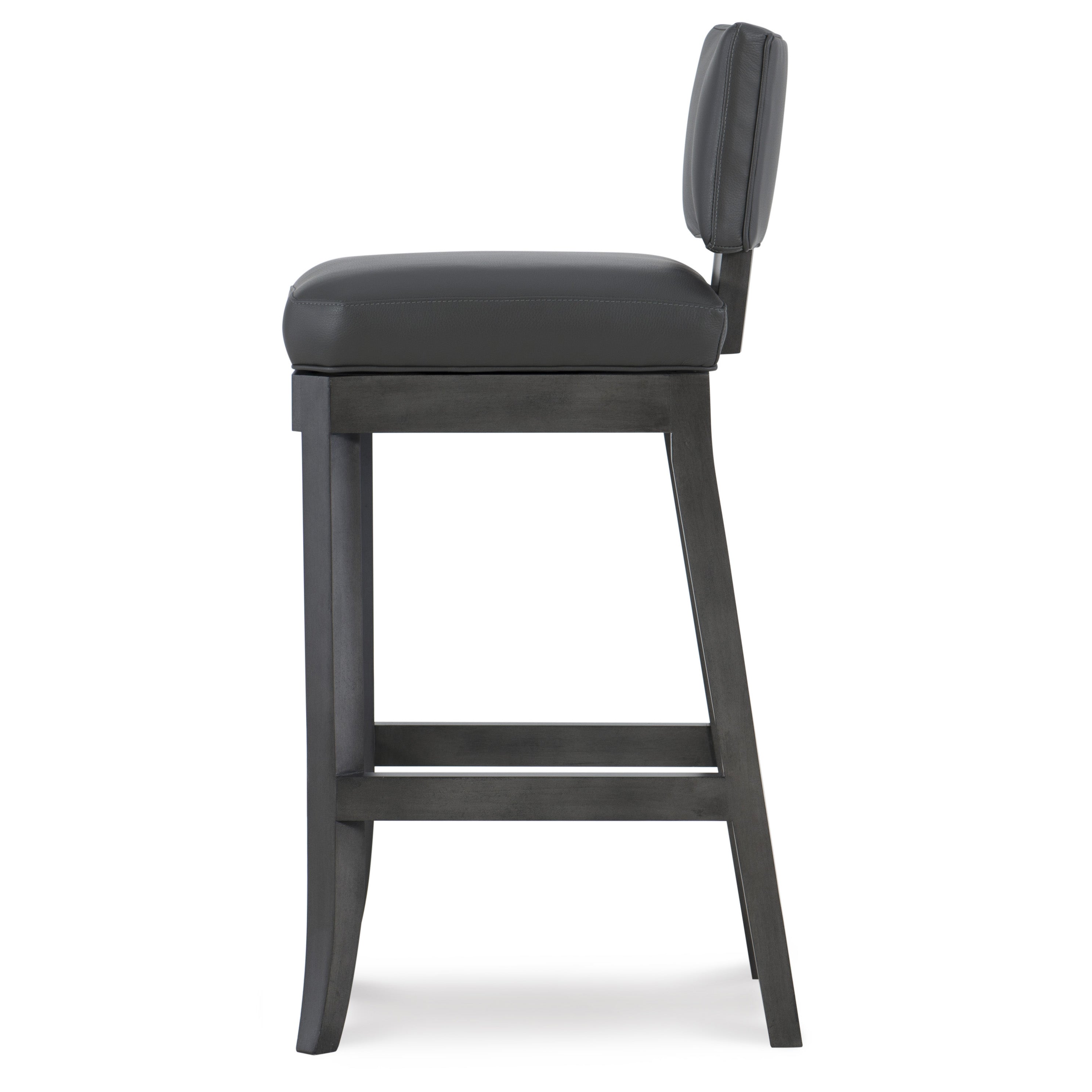 Abbey Leather Bar Stool in Dynasty Graphite leather  by Wesley Hall- side view