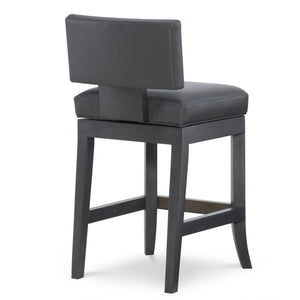 Abbey Leather Counter Stool in Dynasty Graphite by Wesley Hall - back view
