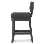 Abbey Leather Counter Stool in Dynasty Graphite  by Wesley Hall- side view