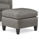 Whitener Leather Ottoman by Wesley Hall shown in Giles Steel Grey leather