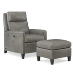 Whitener Leather Tilt Back Chair and Ottoman by Wesley Hall shown in Giles Steel Grey leather