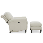 Gentry Leather Tilt Back Chair and Ottoman in Tribeca Cream leather by Wesley Hall - side view reclined