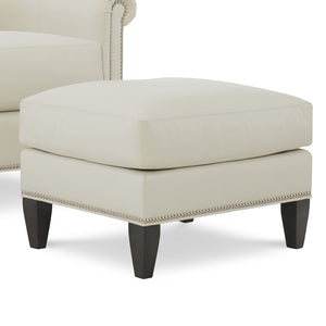 Gentry Leather Ottoman in Tribeca Cream leather by Wesley Hall