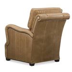 Crawford Leather Tilt Back Chair in Giles Fawn leather by Wesley Hall - back view