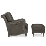 Cyrus Leather Tilt Back Chair in Dynasty Graphite by Wesley Hall - side view