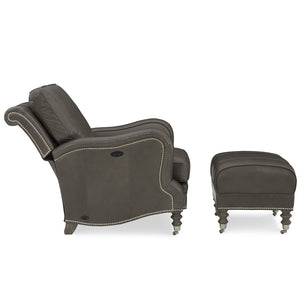 Cyrus Leather Tilt Back Chair in Dynasty Graphite by Wesley Hall - side view reclined