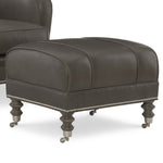 Cyrus Leather Ottoman in Dynasty Graphite by Wesley Hall