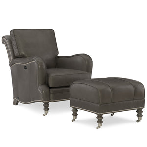 Cyrus Leather Tilt Back Chair in Dynasty Graphite by Wesley Hall