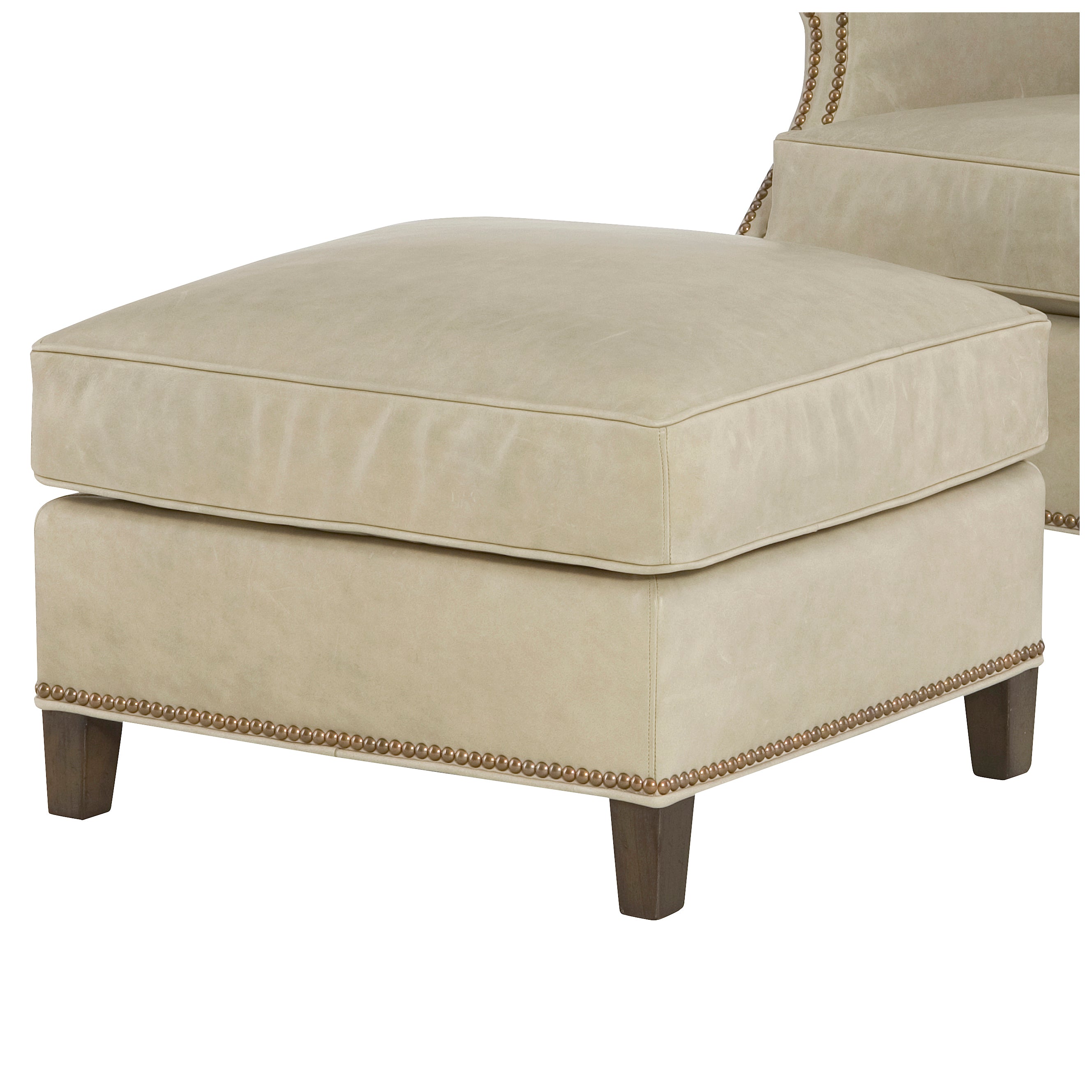 Wilborn Leather Ottoman by Wesley Hall shown in Mont Blanc Mist leather