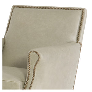 Wilborn Leather Chair by Wesley Hall shown in Mont Blanc Mist leather - close up