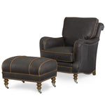 Hartwell Leather Chair and Ottoman by Wesley Hall, shown in Crockett Chimney leather