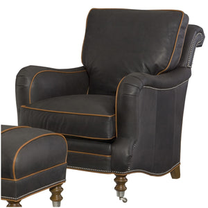 Hartwell Leather Chair by Wesley Hall, shown in Crockett Chimney leather