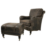 Hartwell Leather Chair & Ottoman in Zulu Chocolate by Wesley Hall