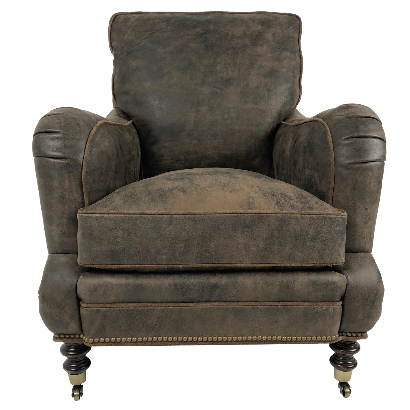 Hartwell Leather Chair in Zulu Chocolate by Wesley Hall - front view