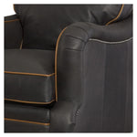 Hartwell Leather Chair by Wesley Hall, shown in Crockett Chimney leather - close up