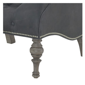 Irving Leather Chair by Wesley Hall shown in Zulu Greystone - close up leg