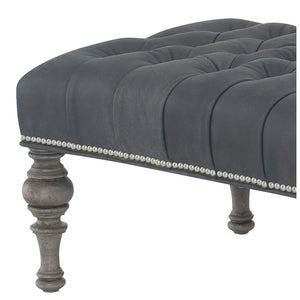 Irving Leather Ottoman by Wesley Hall shown in Zulu Greystone - close up