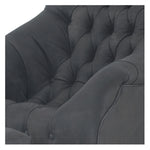 Irving Leather Chair by Wesley Hall shown in Zulu Greystone - close up arm