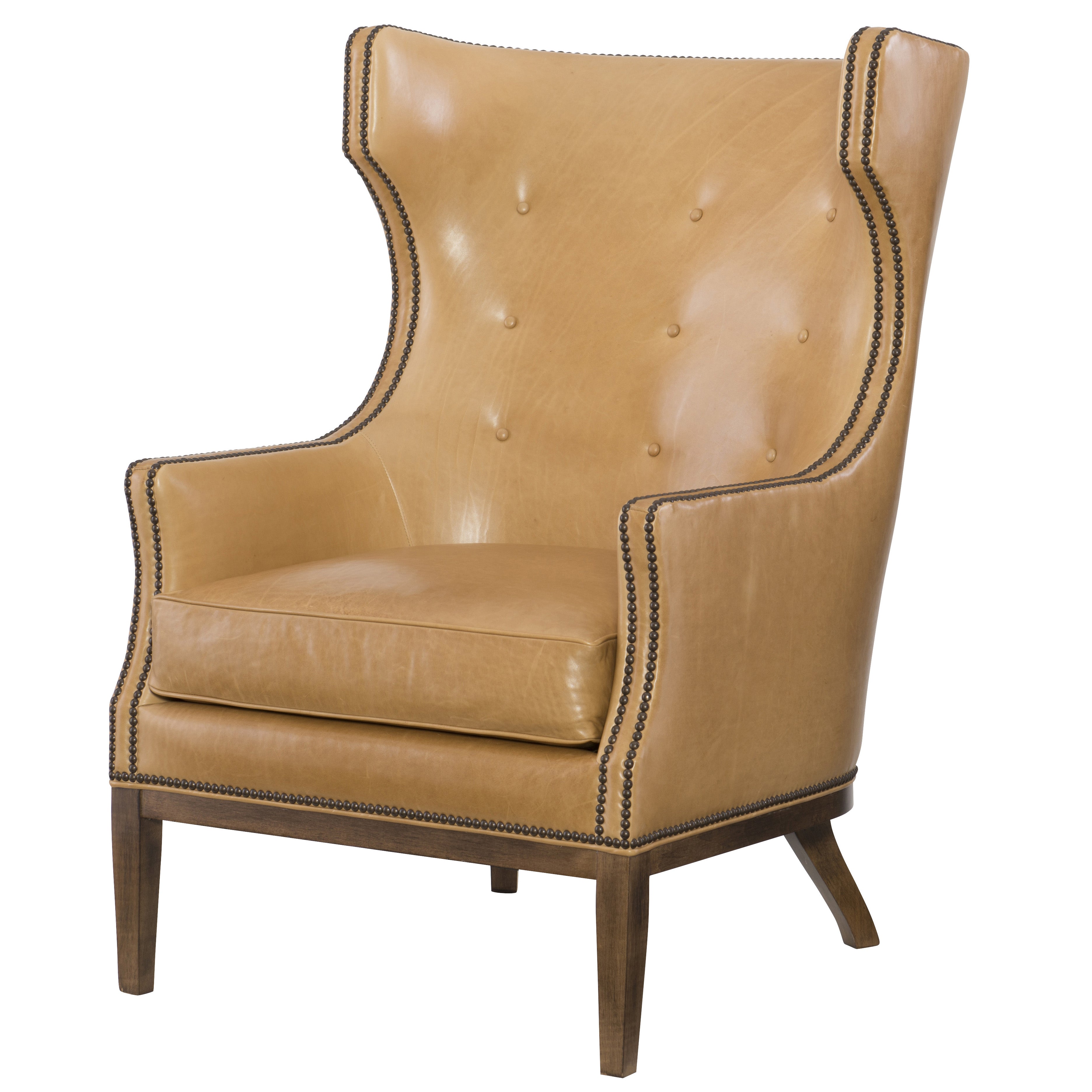 Scout Leather Chair by Wesley Hall shown in Giles Fawn leather