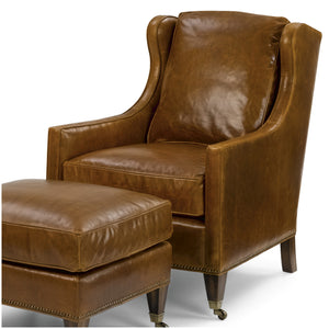 Sawyer Leather Chair by Wesley Hall shown in Pasadena Pecan leather