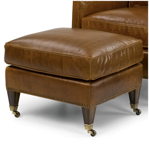 Sawyer Leather Ottoman by Wesley Hall shown in Pasadena Pecan leather