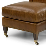 Sawyer Leather Ottoman by Wesley Hall  Shown in Pasadena Pecan leather - close up