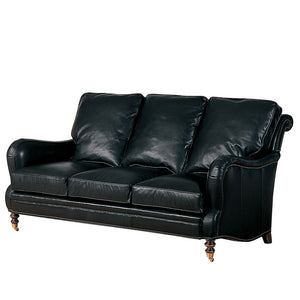 Hartwell Leather Sofa by Wesley Hall with Cody Black leather - front view