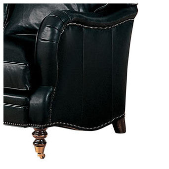 Hartwell Leather Sofa by Wesley Hall with Cody Black leather - close up leg