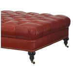 Adair Leather Ottoman in Matador Garnet leather by Wesley Hall - close up