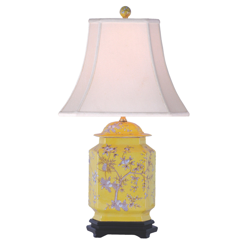 Yellow Porcelain Cut Corner Jar Table Lamp