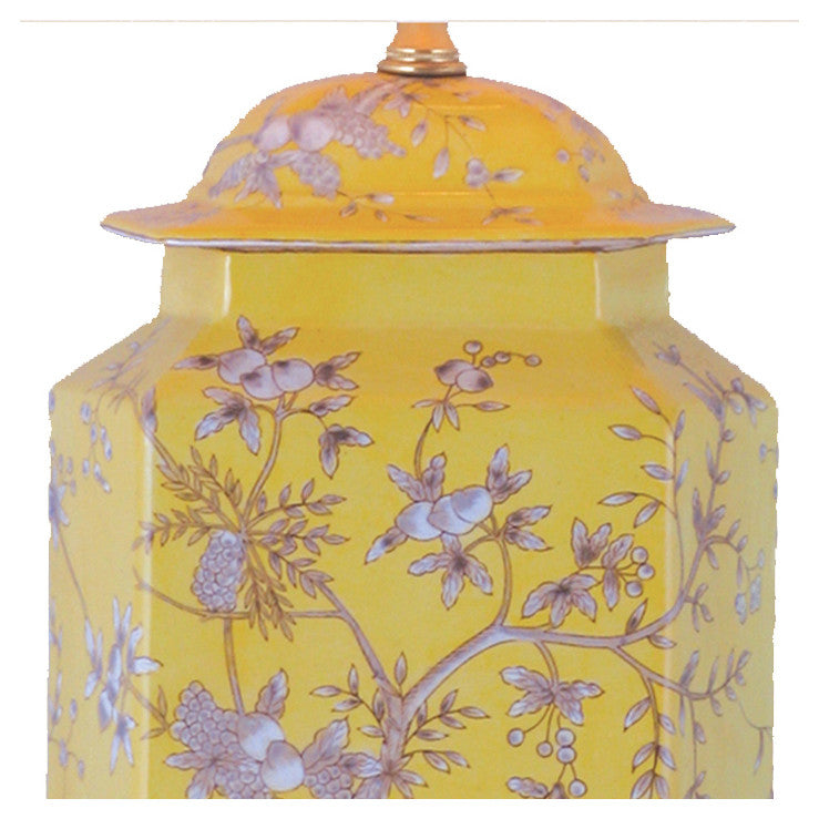 Yellow Porcelain Cut Corner Jar Table Lamp