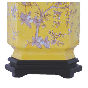 Yellow Porcelain Cut Corner Jar Table Lamp