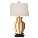 Striped Yellow & White Vase Table Lamp