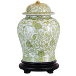 Floral Lemon Green Temple Jar Porcelain Lamp