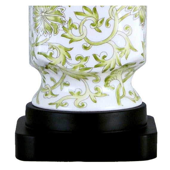Square Lemon Green Botanical Vase Porcelain Lamp