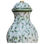 Green Vine Porcelain Oval Jar Lamp with Silver Base