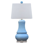 Ice Blue Porcelain Gourd Lamp with Crystal Base